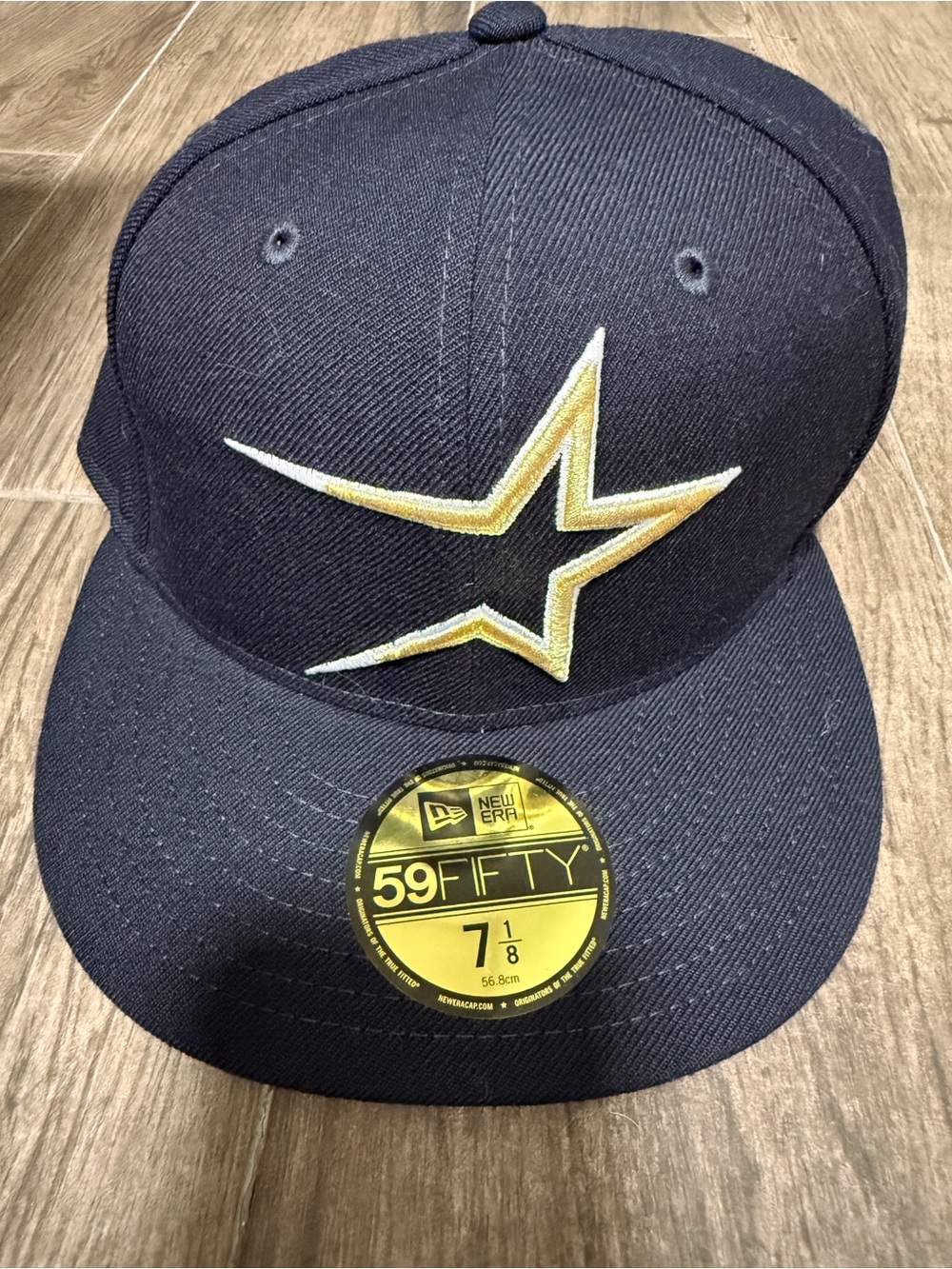 New Era Navy Fitted Cap with Gold Star Emblem Houston Astros